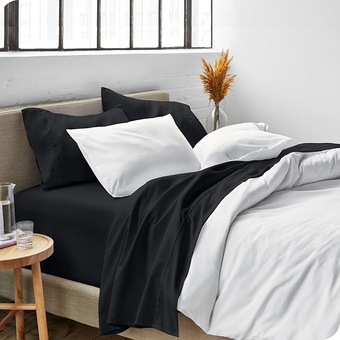 Bare Home Split California King Sheet Set - 1800 Ultra-Soft Microfiber Split California King Bed Sheets - Double Brushed - Deep Pockets - Easy Fit - 5 Piece Set - Bed Sheets (Split Cal King, Black)
