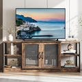 GarveeHome Farmhouse TV Stand for 65/75 inch TV, Entertainment Center with Storage Cabinet, Industrial TV Console Cabinet with Mesh Doors, 63" Rustic TV Media Console Table for Living Room, Vintage