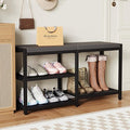 ZHOOGE Shoe Bench & Rack Storage Bench - Entryway Bench with Seat Cushion, Stable Organizer for Entryway & Living Room, Holds Up to 300 lb, (35" L x 12" W x 17" H, Black)