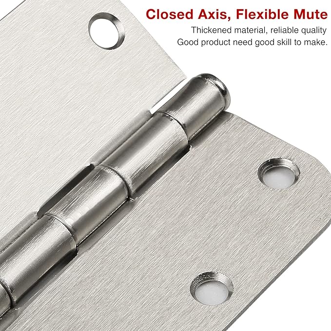 42 Pack Rounded Door Hinges Brushed Nickel 3.5 inch x 3-1/2", 5/8" Radius Heavy Duty Steel Iron 3 ½"Hinge for Doors, Interior Room,Outdoor Window,Constructition Hardware Kit Home Decor Essentials