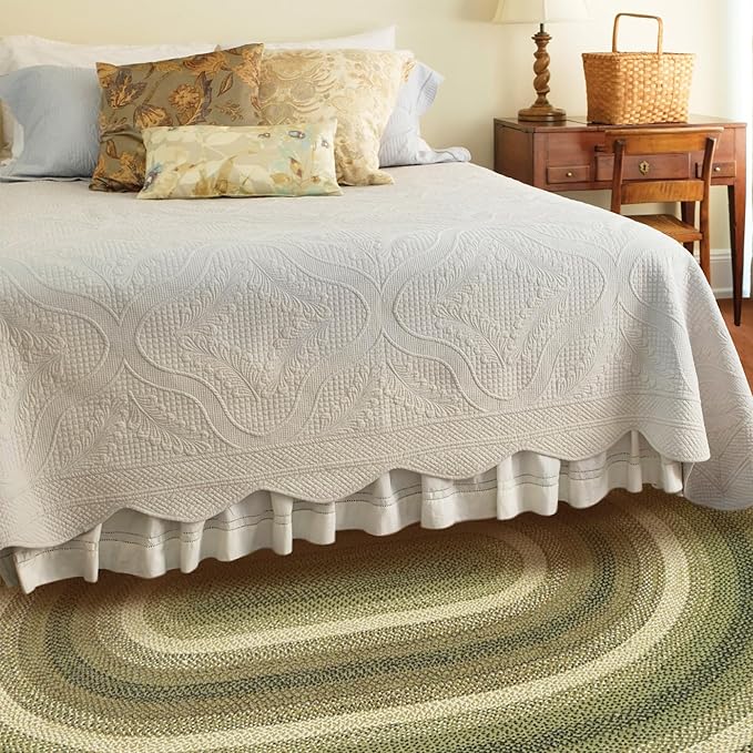 Homespice Pinecone Jute Braided Oval Area Rugs 8x10' – Country Style Dining Room Rugs for Under Table