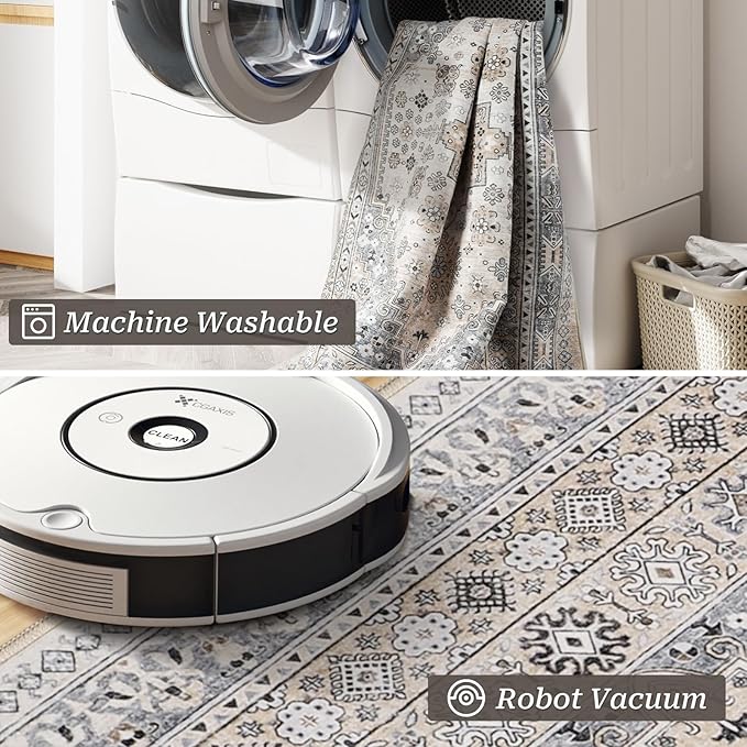 zesthome Washable Runner Rug 2.5x10 - Stain Resistant Entryway Rug,Ultra-Thin Kitchen Rugs, Anti Slip Backing Runner Rugs for Entrance Laundry Room Indoor Hallway (Beige,2.5'x10')