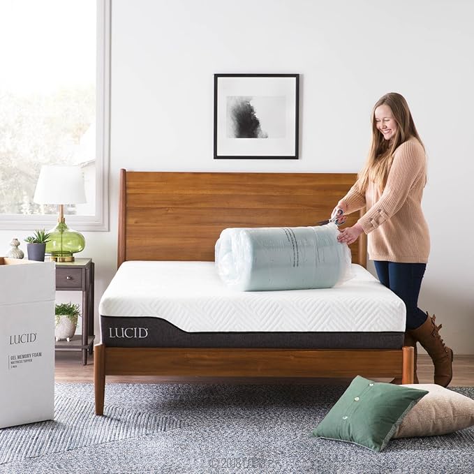 LUCID 2-Inch Ventilated Gel Infused Memory Foam Mattress Topper - Twin XL