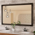 TETOTE 48 x 30 Black Wood Mirror for Bathroom Wall/Bedroom/Living Room/Entryway Farmhouse Rustic Wall Mirror Waterproof (Horizontal/Vertical Mounted)