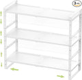 Expandable Stackable Aadjustable Shoe Rack Pantry Shelf for Kitchen Cabinets Counter Shelves Countertop Cupboard Storage Solution,Sturdy Heavy-Duty Metal Construction(3Packs/White/Medium)