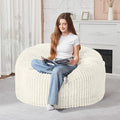 HABUTWAY 3FT Bean Bag Chair, 3' Large Bean Bag Chairs for Adults with Removable Stripe Plush Cover, Memory Foam Beanbag Chair for Living Room Bedroom Dorm (White)