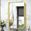 TokeShimi 16x24 Gold Bathroom Wall Mirror Vanity Metal Frame Round Corner Rectangular for Home Decor Living Room Entryway (Horizontal/Vertical)