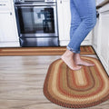 Homespice Gingerbread Jute Braided Rug 27x45in Oval Brown-Red-Black Natural Jute Rug. Uses- Indoor Entryway, Kitchen Rug, Bedroom Doorway Reversible, Rustic, Country, Primitive, Farmhouse Decor