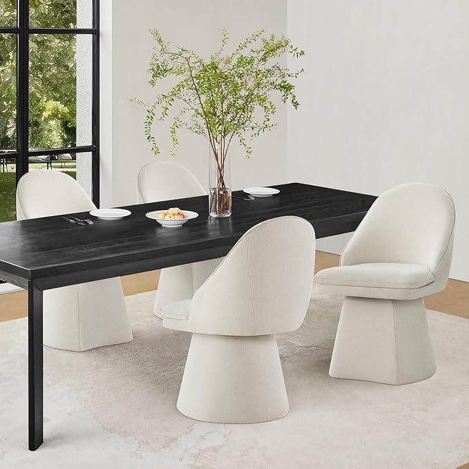Swivel Dining Chairs Modern Desk Chair Upholstered Linen Fabric Side Chair for Kitchen Dining Room Bedroom,Linen,2 Box