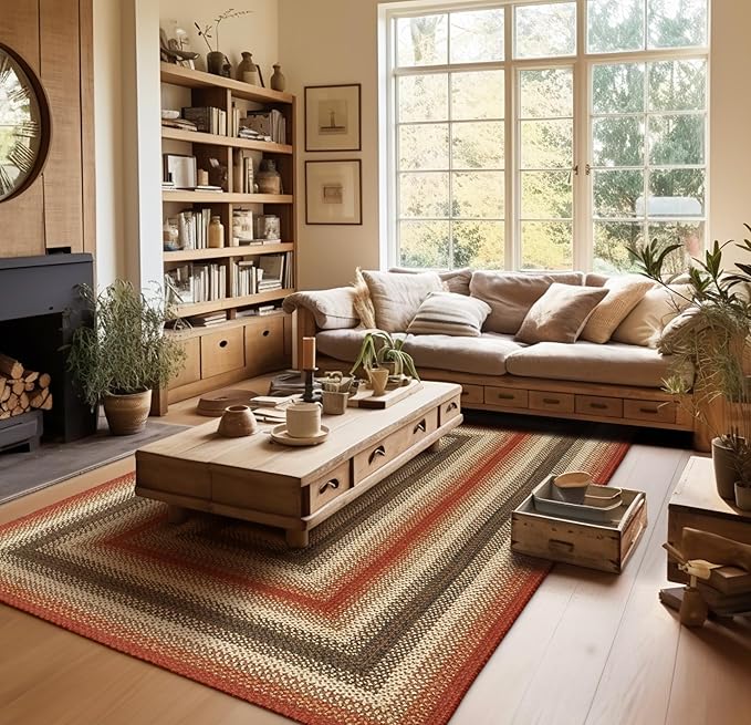 Homespice Chester Country Rugs for Living Room 8x10', Perfect Large Braided Rug