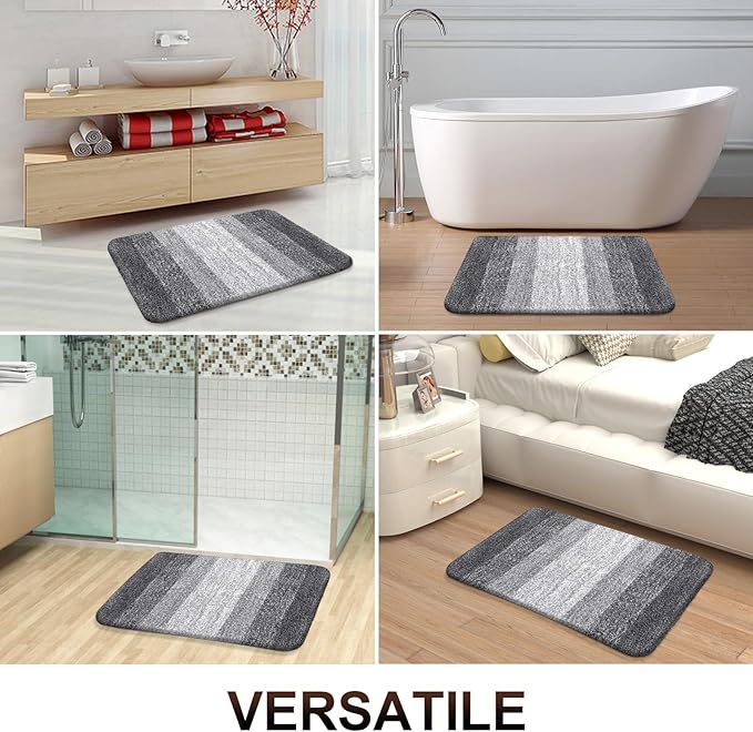 OLANLY Bathroom Rugs Mat 50x30, Extra Soft Absorbent Microfiber Bath Rugs, Rubber Backing, Quick Dry, Machine Washable Bath Mats for Bathroom Floor, Tub and Shower, Home Decor Accessories, Grey