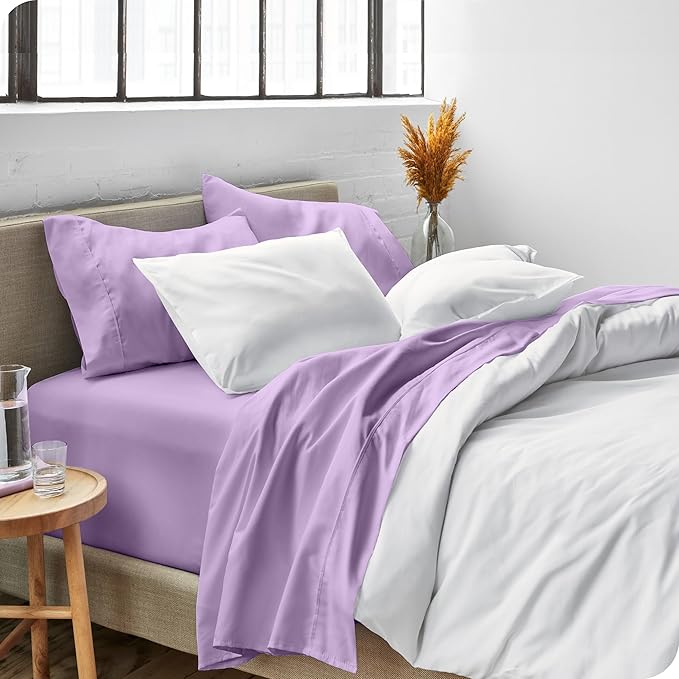 Bare Home Split King Sheet Set - 1800 Ultra-Soft Microfiber Bed Sheets - Double Brushed - Deep Pockets - Easy Fit - 5 Piece Set - Bed Sheets & Pillowcases (Split King, Lavender)