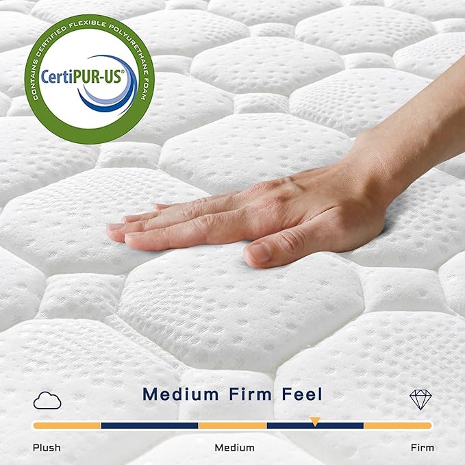 Vesgantti 8 Inch Multilayer Hybrid Twin XL Mattress - Multiple Sizes & Styles Available, Ergonomic Design with Memory Foam and Pocket Spring, Medium Firm Feel, White