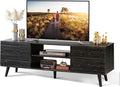 WLIVE TV Stand for 55 60 inch TV, Modern Entertainment Center with Storage Cabinets, Mid Century TV Console Table for Bedroom, TV Stand for Living Room, Charcoal Black