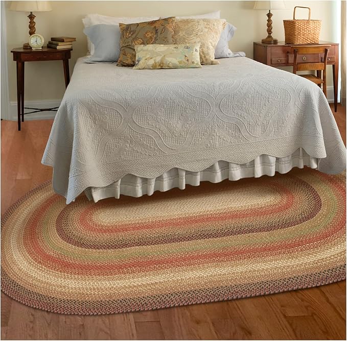 Homespice Gingerbread Jute Brown 4x6' Braided Oval Rugs for Living Room, Bedroom & Dining Room. Pet Friendly. Farmhouse, Rustic, Vintage, Primitive, Country, Boho Decor
