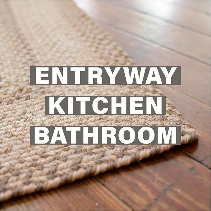 Cookie Dough Oval Braided Rugs 20x30 - Brown Entryway Rug of Jute for Rustic Farmhouse Decor