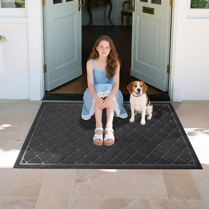 Front Door Mat Indoor Outdoor, 60" x 24" Non Slip Welcome Doormat for Entryway, Heavy Duty Low Profile Entrance Rug for High Traffic Areas, Patio, Outside Entry, Yard, Porch Waterproof