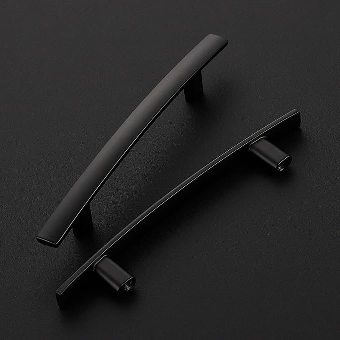 15 Pack Cabinet Handles 3.75" Hole Center - Curved Cabinet Pulls Black Drawer Pulls for Kitchen Cupboard Solid Hardware for Dresser Drawer Arch Hardware