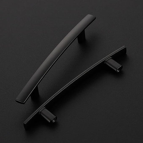 10 Pack Cabinet Handles 3.75" Hole Center - Curved Cabinet Pulls Black Drawer Pulls for Kitchen Cupboard Solid Hardware for Dresser Drawer Arch Hardware