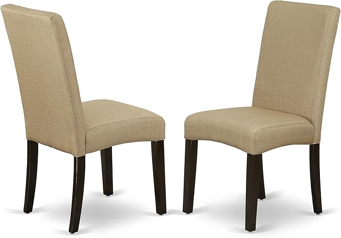 East West Furniture HEDR5-CAP-03 5 Piece Dining Room Furniture Set Includes a Rectangle Dining Table with Pedestal and 4 Brown Linen Fabric Parsons Chairs, 42x72 Inch, Cappuccino
