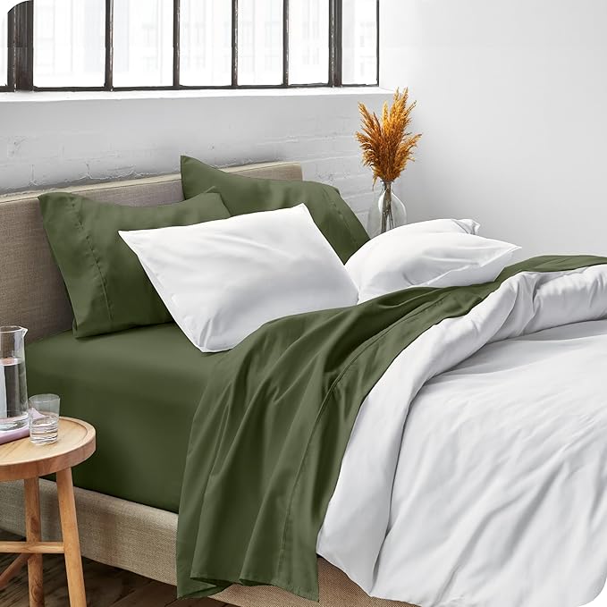 Bare Home California King Sheet Set - 1800 Ultra-Soft Microfiber Cal King Bed Sheets - Double Brushed - Deep Pockets - Easy Fit - 4 Piece Set - Bed Sheets (California King, Cypress)