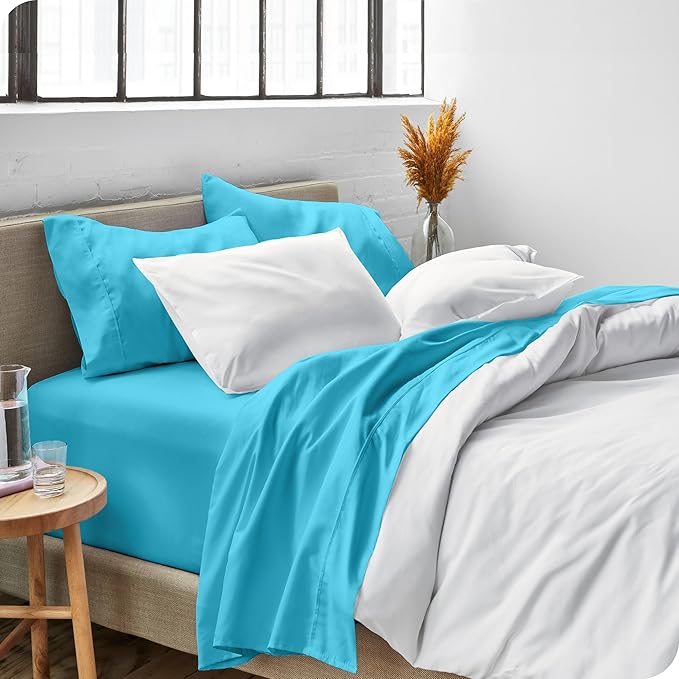 Bare Home Twin XL Sheet Set - College Dorm Size - Luxury 1800 Ultra-Soft Microfiber Twin Extra Long Bed Sheets - Deep Pockets - Easy Fit - Extra Soft - 3 Piece Set - Bed Sheets (Twin XL, Aqua)