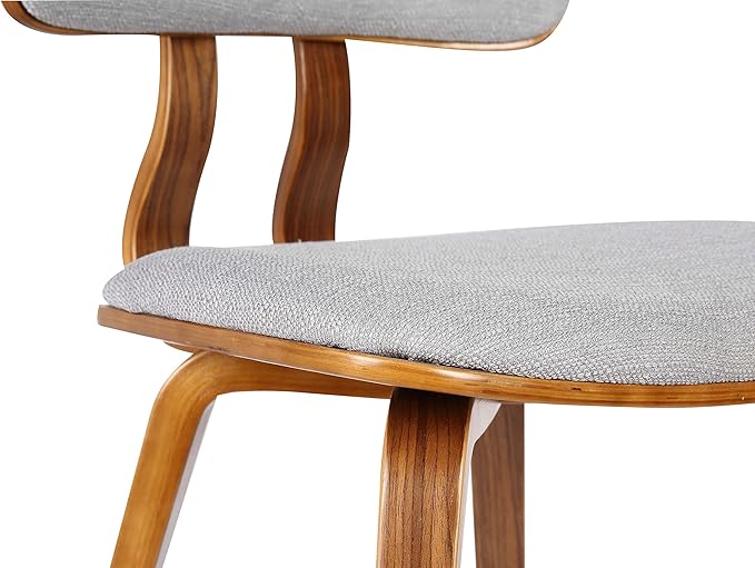 Armen Living Jaguar Mid-Century Dining Chair in Walnut Wood and Gray Fabric - Set of 6