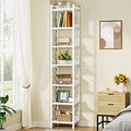 Tribesigns 78.7 Inch Extra Tall Narrow Bookshelf, 7 Tier Skinny Bookcase for Small Spaces, Freestanding Display Shelves, Multifunctional Corner Storage Organizer for Home Office, White