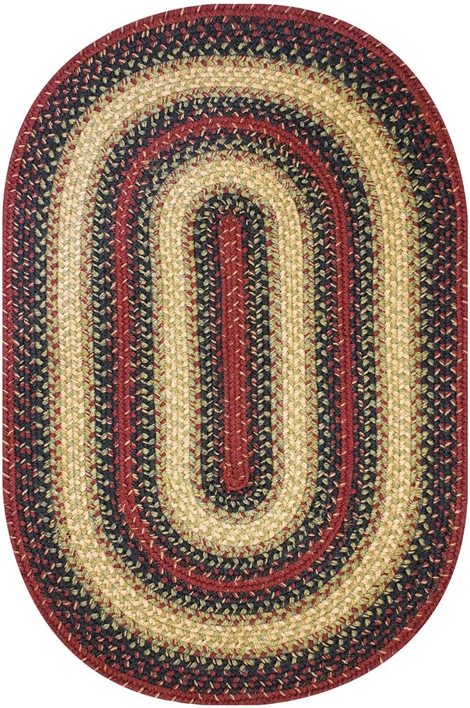 Highland Multicolor Jute Braided Oval Rug, 20x30 - Warm Country and Lodge Decor, Perfect for Laundry Rooms, Kitchens and Entryways - Reversible and Easy to Clean