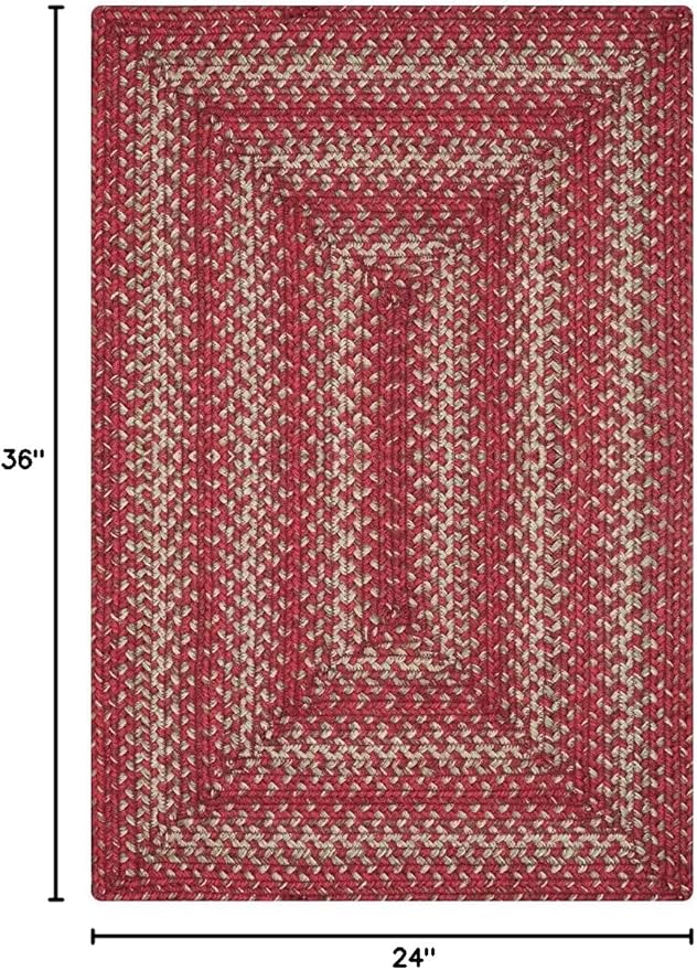 Homespice 2x3' Red Rect. Braided Rug. Apple Pie Red Jute Rug. Uses- Entryway, Kitchen Rugs, Bathroom Rugs. Reversible, Rustic, Country, Primitive, Farmhouse Decor Rug