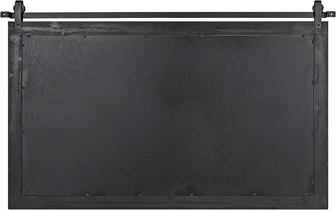 Kate and Laurel Cates Farmhouse Horizontal Wood Framed Wall Mirror, 40 x 26, Gray, Barn Door-Inspired Rustic Mirrors for Wall