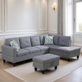 L Shaped Sectional Couch Sofa, Modern Couches for Living Room, Comfy 4 Seat Modular Sectional Sofa with Ottoman Storage for Bedroom Apartment, Gray