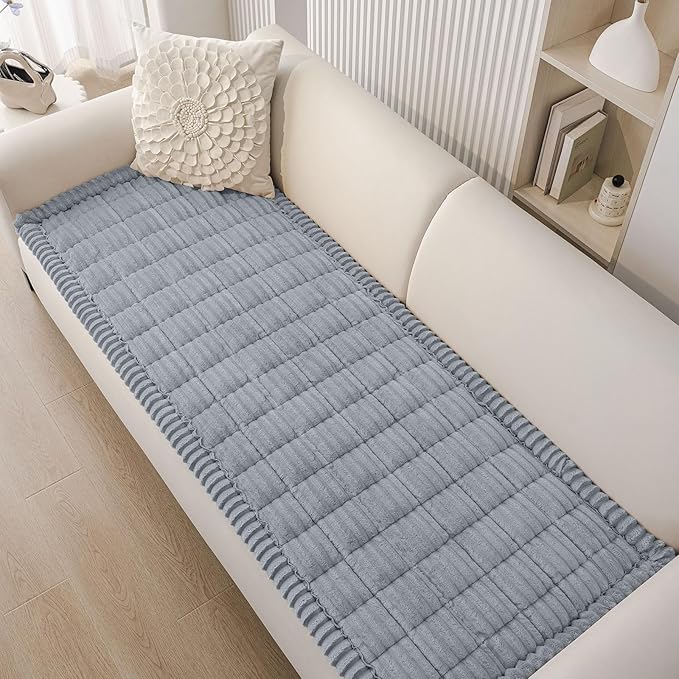 Smiry Couch Cover for Dogs Washable, Non Slip Fuzzy Pet Couch Covers for 3 Cushion Sofa Pet Friendly, Thick Soft Sofa Slipcovers Cushion Protector (Grey, 27.6" x 59")