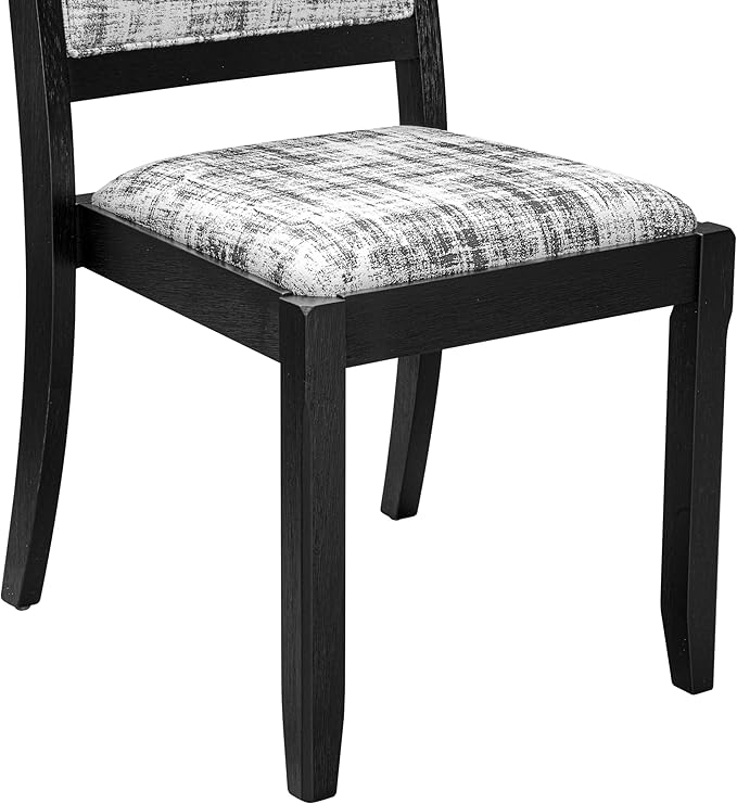 East West Furniture LGX27-BLK-30 -7 Piece Dining Set Includes a Rectangular Kitchen Table with Black Tabletop and 6 Stackable Polyester Fabric Chairs, Black
