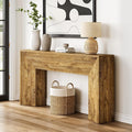 LITTLE TREE Console Table for Entryway, 63 Inches Extra Long Brown Wooden Sofa Table for Living Room, Modern Hallway Foyer Table for Entrance, Easy Assembly