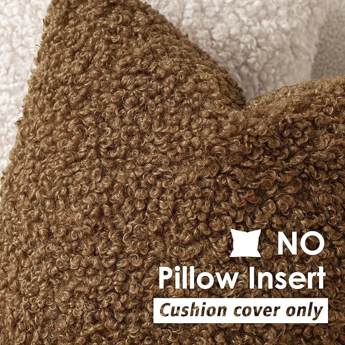 Foindtower 2 Pieces 20x20 Inch Dark Bronze, Faux Fur Throw Pillow Cover Accent Sherpa Furry Pillow Covers Fuzzy Soft Pillowcases Cozy Sheepskin Decorative Fleece Cushion Case for Bed Couch Living Room