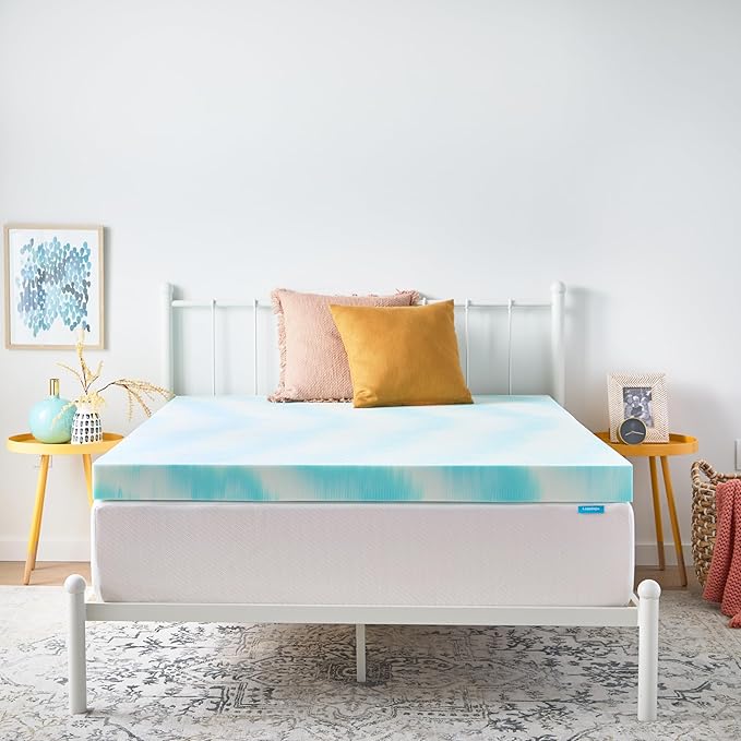 Linenspa 4 Inch Gel Swirl Memory Foam Mattress Topper – Cooling Gel Infused – Pressure Relieving Bed Topper - Mattress Pad – CertiPUR Certified - King Size