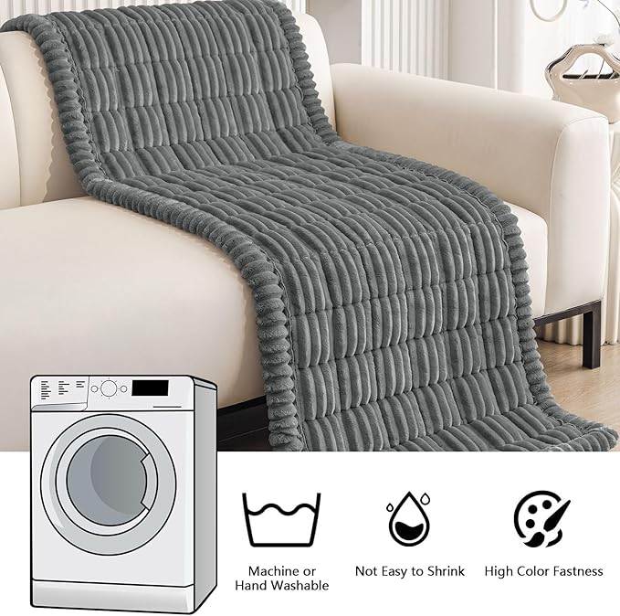 Smiry Couch Cover for Dogs Washable, Non Slip Fuzzy Pet Couch Covers for 3 Cushion Sofa Pet Friendly, Thick Soft Sofa Slipcovers Cushion Protector (Dark Grey, 27.6" x 70.9")