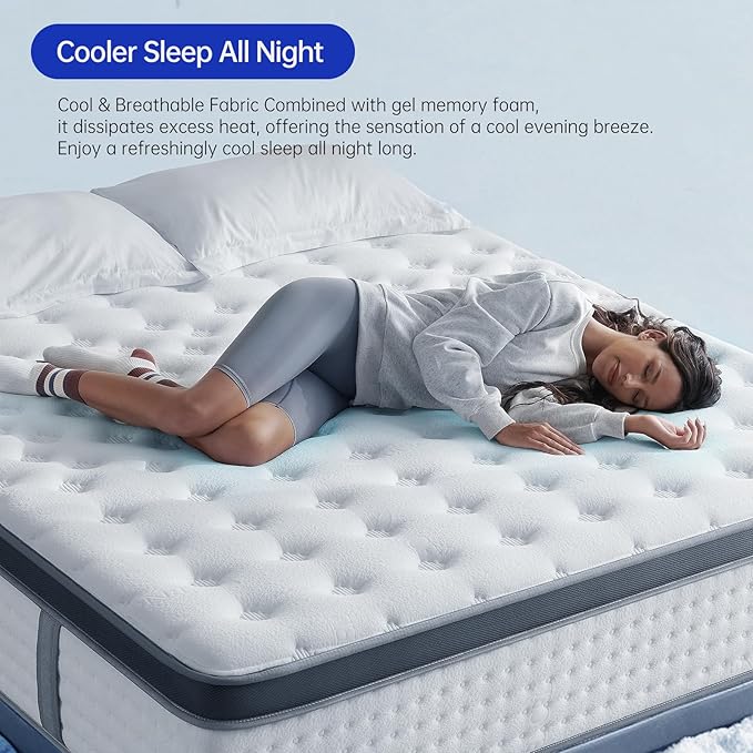 Twin Mattress,10 Inch Twin Size Mattresses in a Box,Memory Foam Hybrid Mattress , Individual Pocket Spring for Motion Isolation &Zoned Support & Pressure Relief,Medium Firm (Twin, 10, 0.0, Inches)