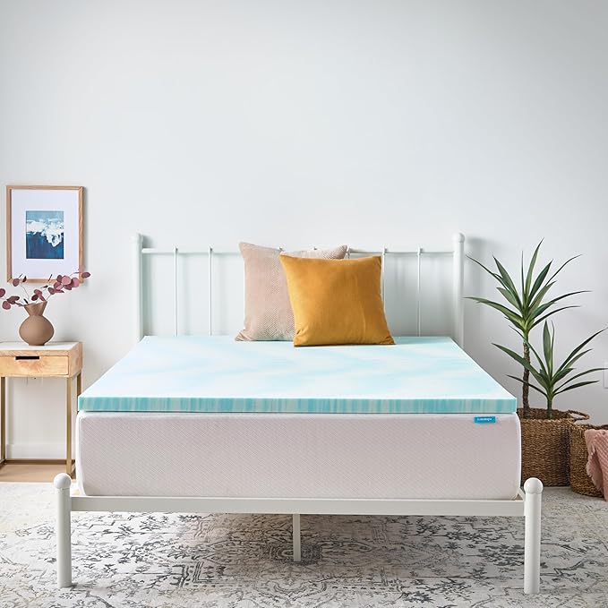 Linenspa 2 Inch Gel Swirl Memory Foam Mattress Topper – Cooling Gel Infused – Pressure Relieving Bed Topper - Mattress Pad – CertiPUR Certified - California King Size
