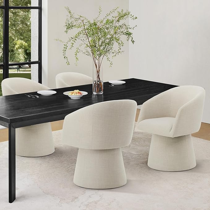 Swivel Dining Chairs Modern Accent Armchair Side Deskchair for Diningroom Vanity Bedroom Livingroom Reading Room,Linen,1 Box