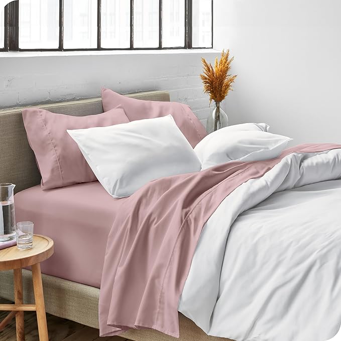 Bare Home Queen Sheet Set - Luxury 1800 Ultra-Soft Microfiber Bed Sheets - Double Brushed - Deep Pockets - Easy Fit - 4 Piece Set - Bedding Sheets & Pillowcases (Queen, Mauve)