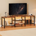 GarveeHome TV Stand with LED Lights for 55/65/75 Inch TV, 67 Inch Large Entertainment Center with Power Outlets, Media Console for Living Room, Bedroom, Vintage Brown