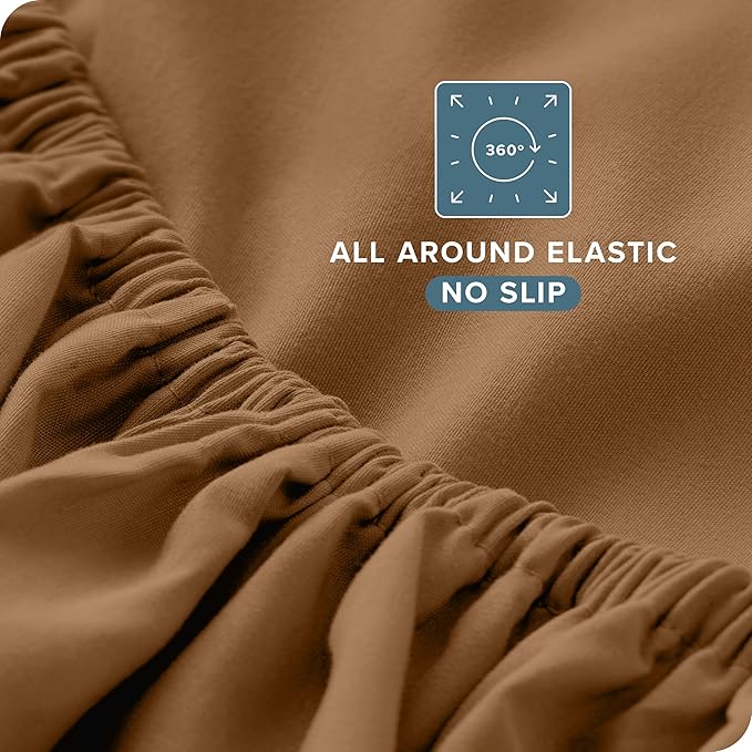 Bare Home Full Sheet Set - Luxury 1800 Ultra-Soft Microfiber Full Bed Sheets - Double Brushed - Deep Pockets - Easy Fit - 4 Piece Set - Bedding Sheets & Pillowcases (Full, Caramel)