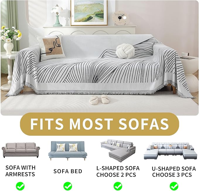 Non Slip Sofa Covers Couch Covers for 2 Cushion Couch Sofa Pet Friendly Washable Couch Covers for Sofa, Soft Thick Sectional Couch Covers L Shape Furniture Protector for Kids, Dogs 71" X102"