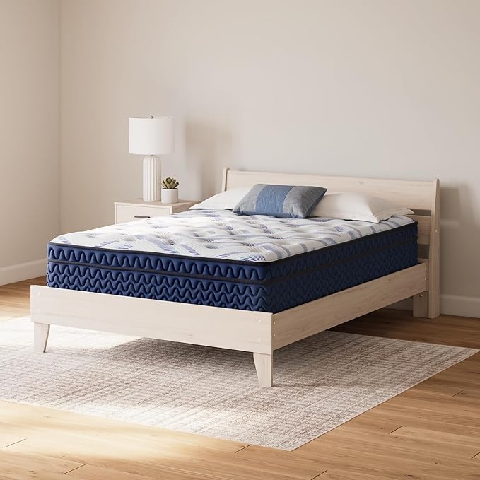 Signature Design by Ashley King Size Stack 12 Inch Hybrid Medium Plush Cooling Gel Infused Memory Foam Mattress for Pressure Relief, Fiberglass Free, Mattress in A Box