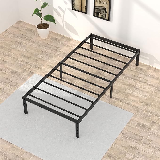 Twin XL Bed Frame No Box Spring Needed, 14 Inch Heavy Duty Metal Platform Bed Frame Twin XL Size with Storage, 2500lbs Steel Slats Support, Easy Assembly, Black
