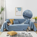 STACYPIK 100% Waterproof Blue Couch Cover for Pets, Sectional L Shape Sofa Cover for 2 Cushion Couch, Anti-Cat Scratch Furniture Protector Cover, Anti Slip Sofa Throw Cover for Dogs Kids-71x90IN