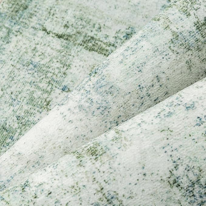 8x10 Washable Area Rug Green Modern Neutral Abstract Living Room Bedroom Indoor Floor Carpet Low Pile Soft Non-Slip Lightweight Vacuumable Large Throw Rug for Nursery Dining Room