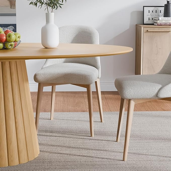 Casaphoria 67" Oval Dining Table, Modern Wood Kitchen Table with Cone Shaped Strip Convex Base for Living Room & Dining Room, Easy Assembly Farmhouse Furniture for 4-6, Oak
